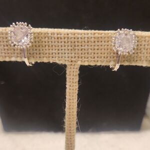 Elegant Vintage TJG Silver Crystal Earrings